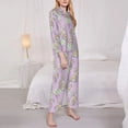 thumbnail image 3 of Yiaed Hand drawn bunny Print Pajamas Women's Long Sleeve Sleepwear Soft Button Down Loungewear Pjs Lounge Set Nightwear Womens Pajama Pants-Small, 3 of 7