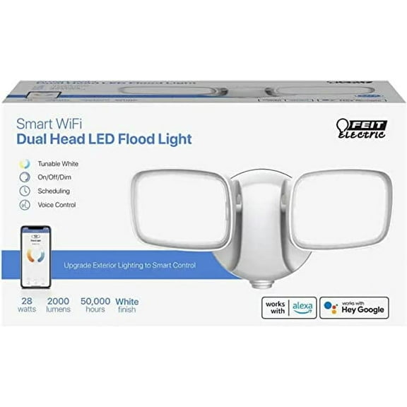 Feit Electric 2 Head White Tune Smart Security LED Flood Light 2000 Lumens,120° Degree Beam Angle