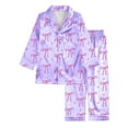 thumbnail image 2 of Girls Satin Pajamas Valentine Pjs Long Sleeve Bow Print Button Down Shirt Boys 7-8 Years Pajamas, 2 of 4