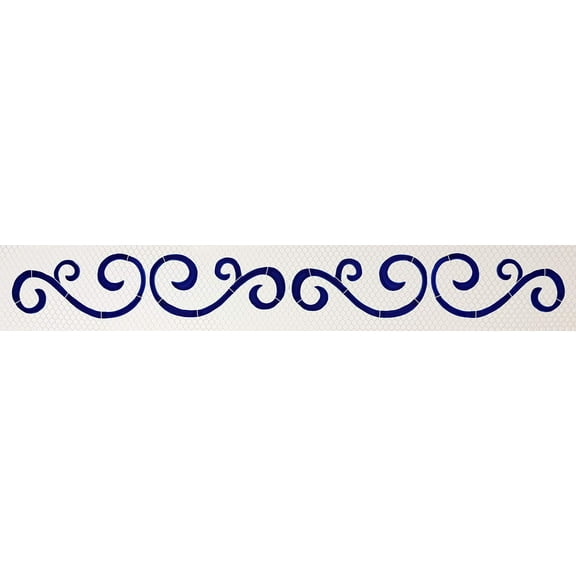 Artistry in Mosaics Swirl Step Markers Ceramic Swimming Pool Mosaic 3" x 24", Blue
