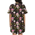 thumbnail image 6 of Fuzoiu Skull Daisy Print Women's Short-Sleeved Pajama Set,Lounge Sleepwear Set,Womens Pajama Sets 2 Piece,Button-Up Top and Shorts with Pockets-4X-Large, 6 of 7