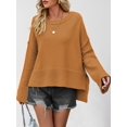 thumbnail image 5 of Women Crewneck Sweaters Bell-Style Sleeve Batwing Knit Tops Slouchy Soft Pullover Tops Yellow S, 5 of 10