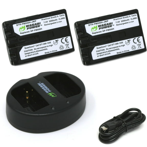 Wasabi Power Battery (2-Pack) and Dual Charger for Sony NP-FM500H