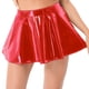 thumbnail image 3 of Falda de látex para mujer para fiesta rave, baile en club, actuación en el escenario, disfraz de club, minifaldas acampanadas de charol con efecto mojado para mujer, 3 of 5