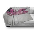 thumbnail image 3 of Octopus Soft Flannel Fleece Blanket, Cartoon Art Illustration of Octopuses in Fun Retro Costumes at Party Vintage Style, Cozy Plush for Indoor and Outdoor Use, 60" x 80", Pink Grey, by Ambesonne, 3 of 6