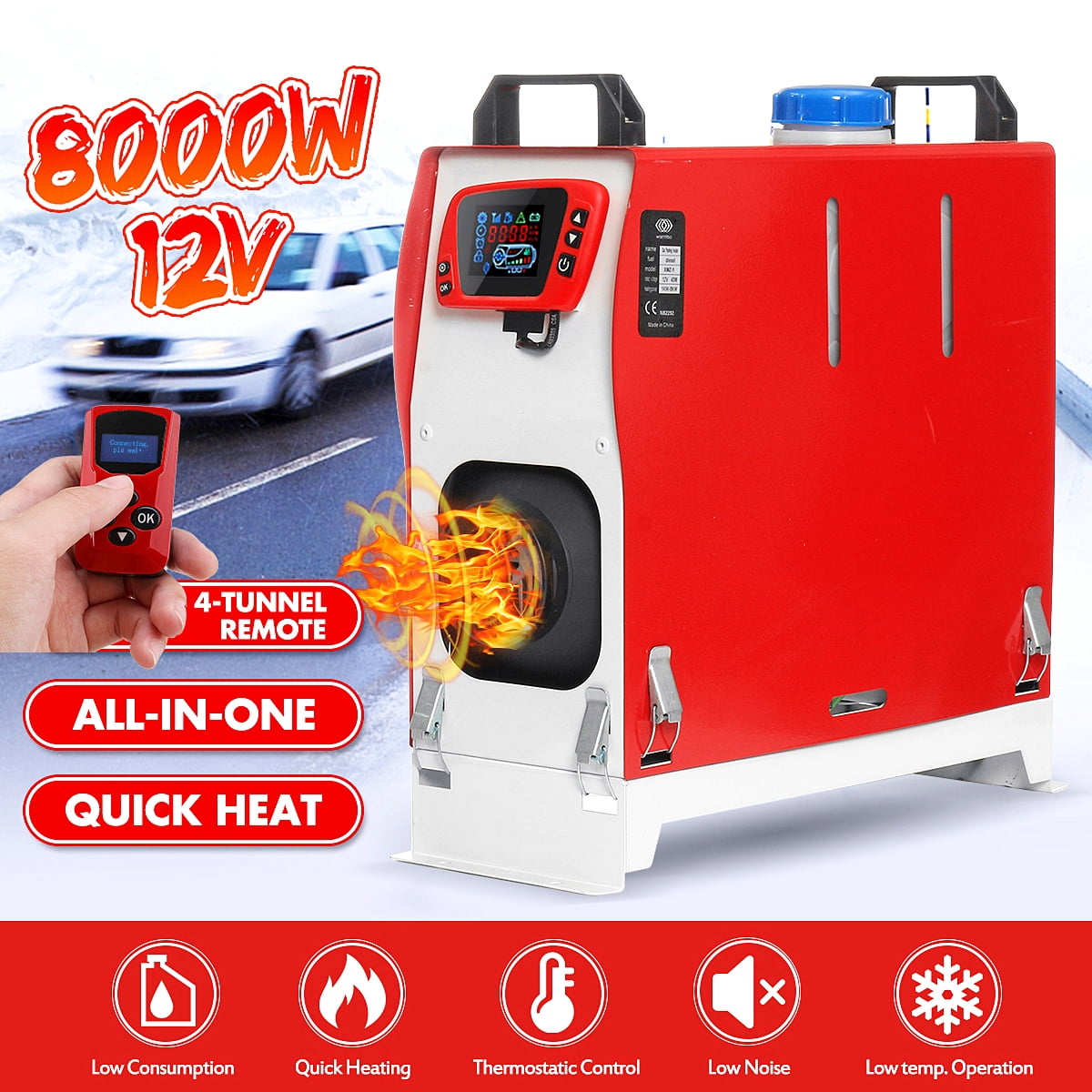 ALL In1 8KW 12V Diesel Air Heater LCD Monitor Thermostat Trucks Boat Car Trailer