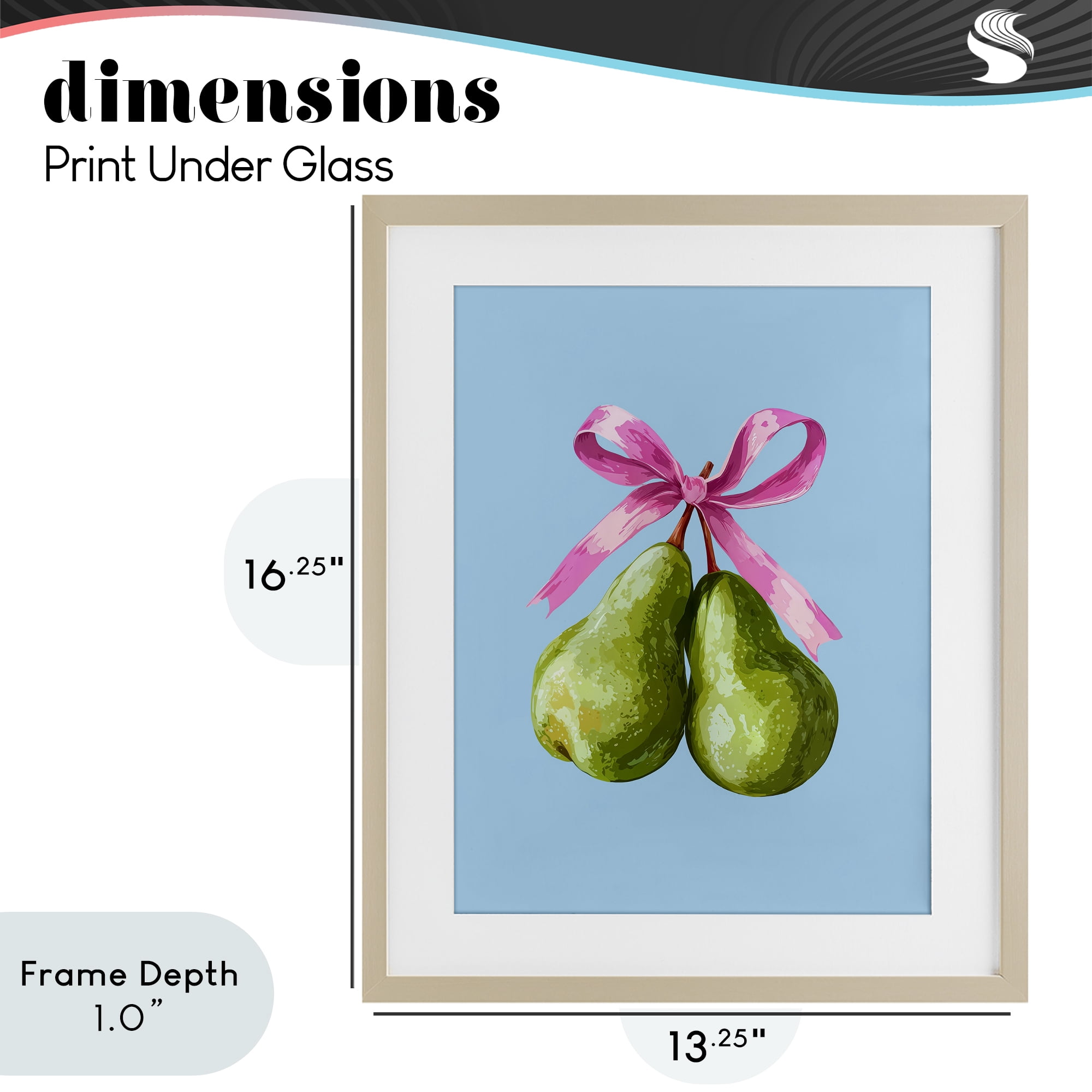 Stupell Industries Twin Pears with Ribbon Birch Framed Print Under Glass, design by Imagine It Images