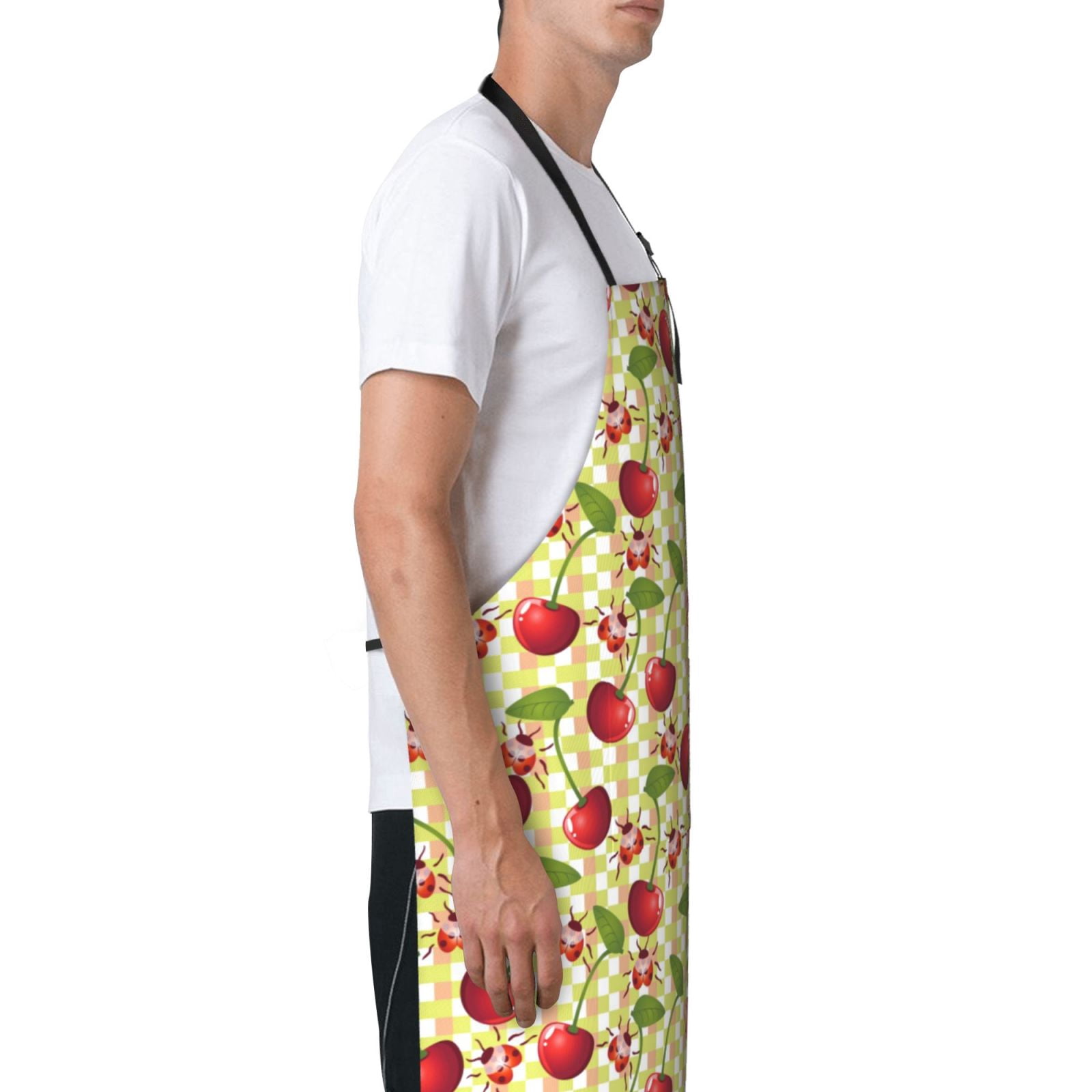 Naloa Cherries and Ladybirds Apron Kitchen Aprons with Pockets for Women Men Chef