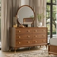 thumbnail image 2 of Modern Contemporary 4pc Bedroom Set Walnut Color Queen Size Bed Dresser Mirror Nightstand Platform Bedframe, 2 of 8