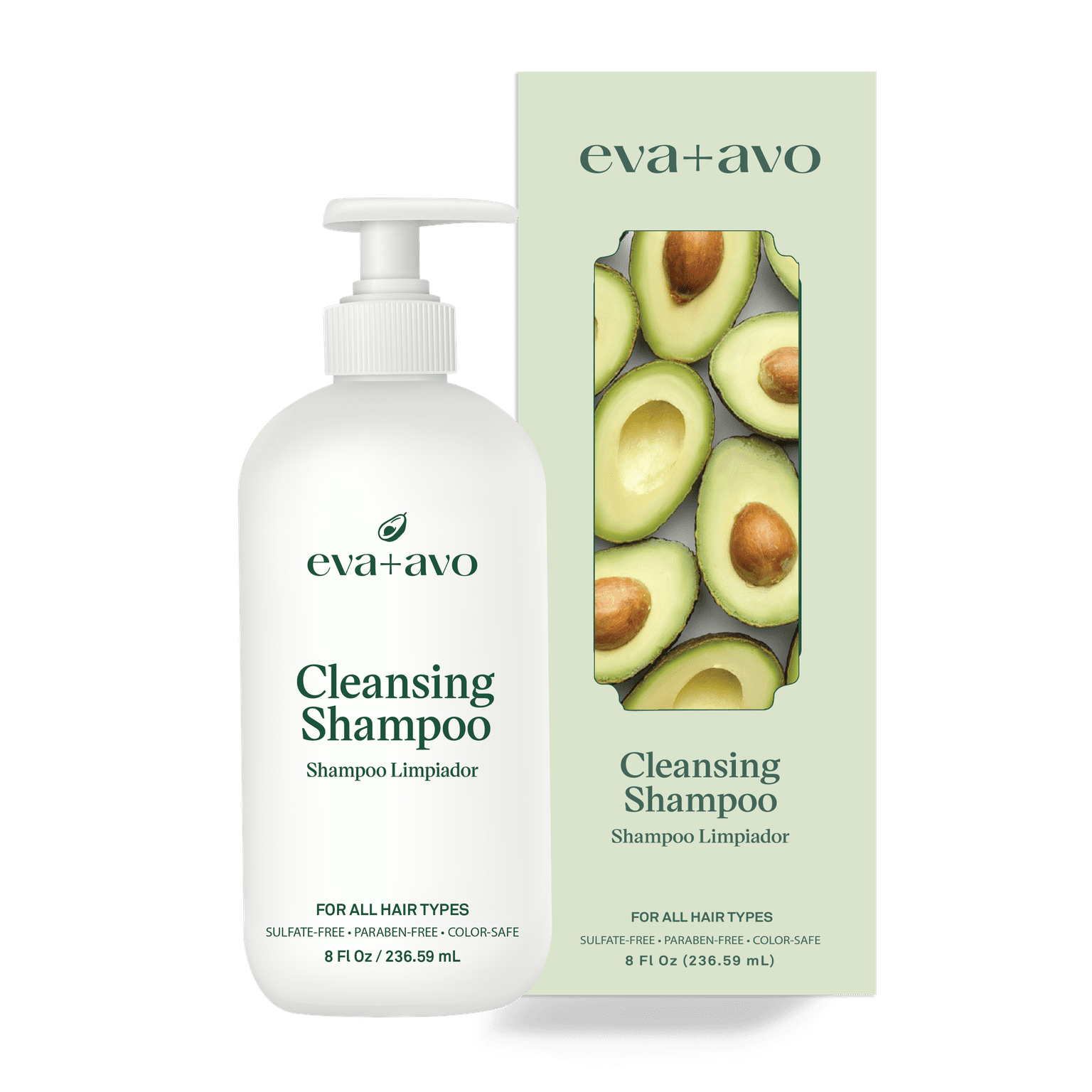 eva+avo Sulfate Free Shampoo with Avocado Oil, Adults, All Hair Types, 8 fl oz
