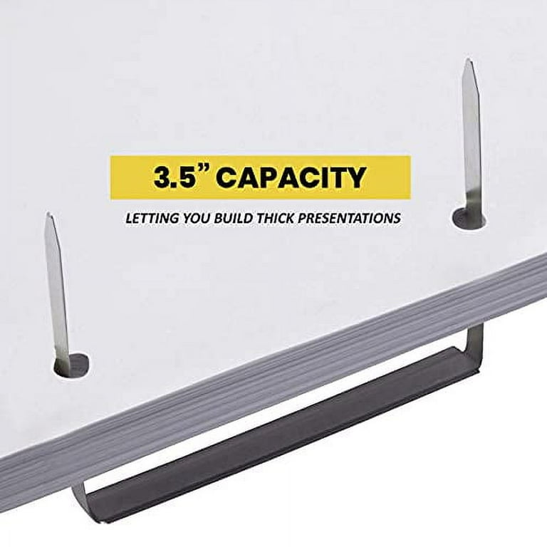Standard Two-Piece Two-Prong Paper Fastener Base and Compressor Sets, 3.5  Capacity, 8.5 Center to Center, Silver, 50/Box - Office Express Office  Products