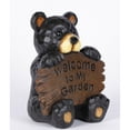 thumbnail image 2 of Hi-Line Gifts 12.25" Bear Cub Holding "Welcome to My Garden" Sign Outdoor Garden Statue, 2 of 6