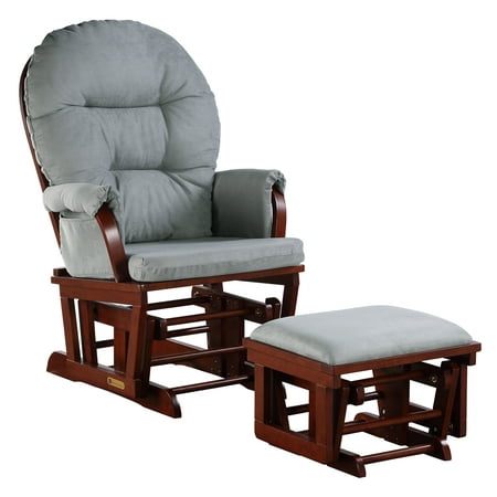 Lennox Glider Rocker with Ottoman Cherry/Grey | Walmart Canada