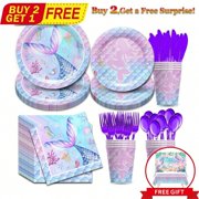 168 Pieces Of High Quality Mermaid Themed Tableware Including Paper