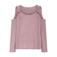 thumbnail image 6 of Abomasnow Women's Tops Cold Shoulder Long Sleeve Shirts Casual Dressy Pullover Ribbed Shirt Tunic Top 2025 Fall Business Trendy Solid Color Shirt Outfits, 6 of 6