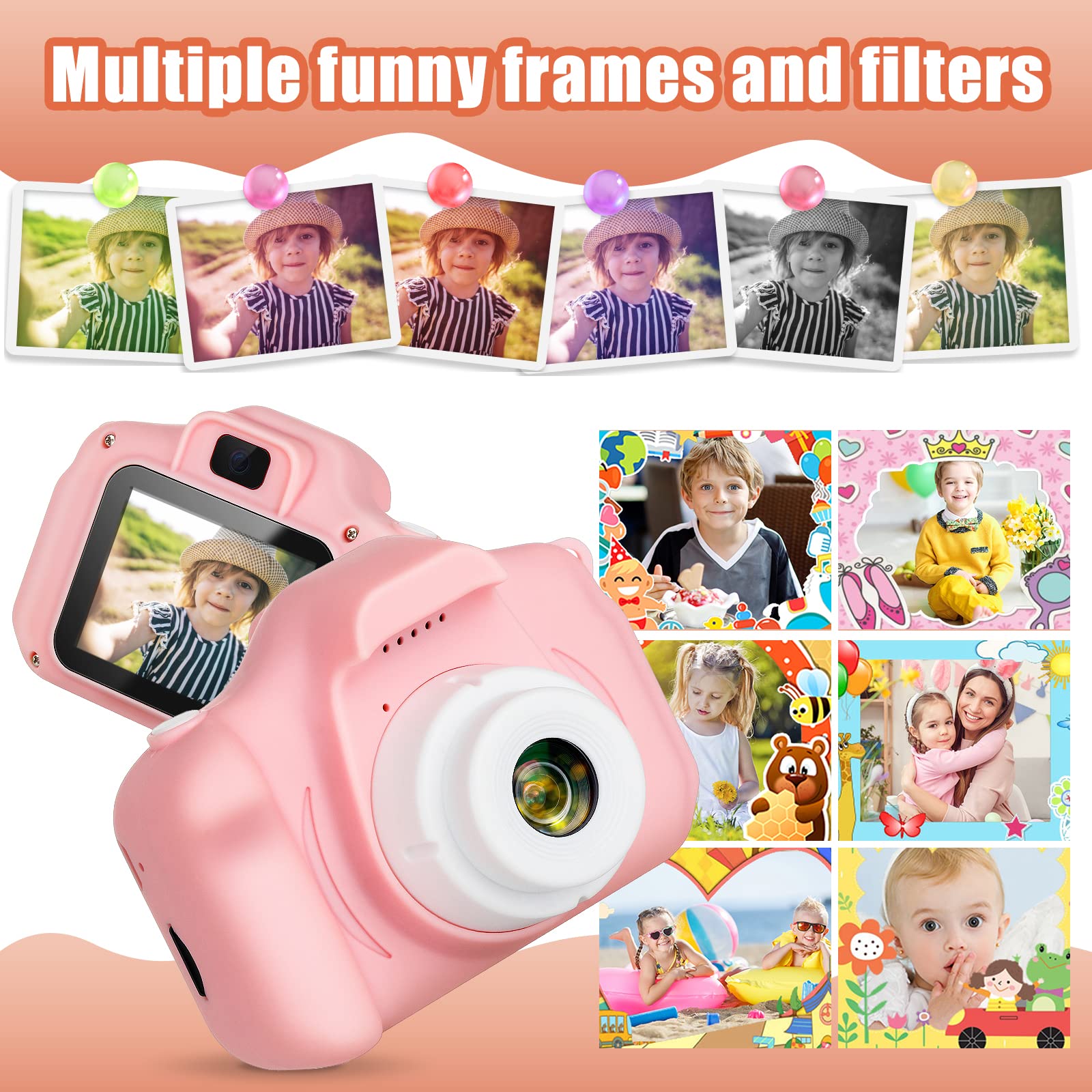 Sanmadrola Kids Camera, Dual Selfie, 20MP, 1080p, Pink, 32GB photo 2