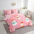 thumbnail image 3 of Manfei Kawaii Snowman Bedding Comforter Set 7pcs for Girls Cute Pink Full Bedding Set, Merry Xmas Happy New Year Gifts Fitted Sheet Flat Sheet, Breathable Home Decor, 3 of 8
