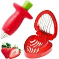 thumbnail image 1 of Cortador de fresas, removedor de descorazonador de fresas, 2 piezas, utilizado para rebanadas de fresas, fresas para quitar pecíolos, 1 of 5