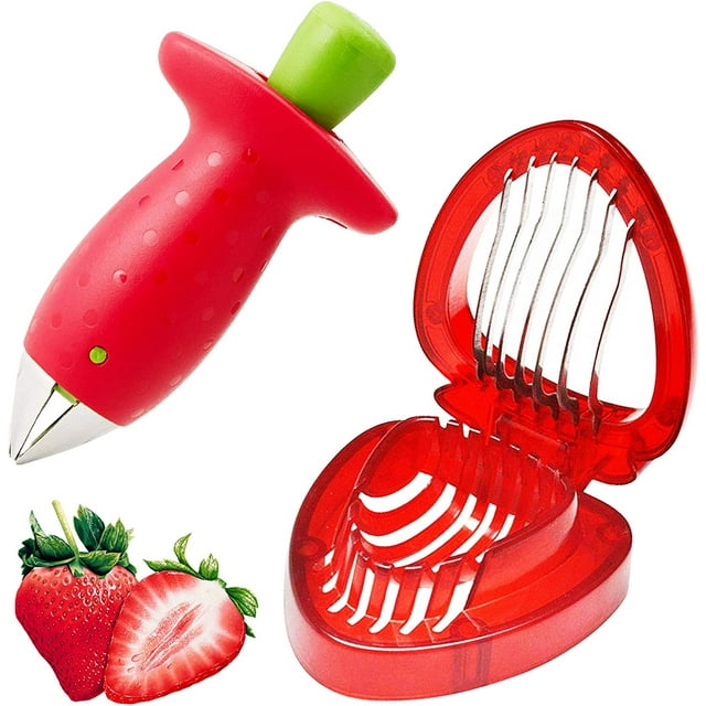 Cortador de fresas, removedor de descorazonador de fresas, 2 piezas, utilizado para rebanadas de fresas, fresas para quitar pecíolos