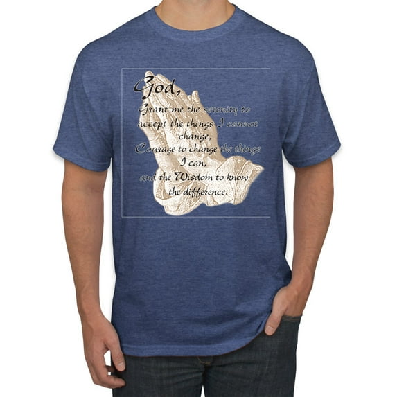 Wild Bobby, Praying Hands God Grant me the Serenity Courage Wisdom, Inspirational/Christian, Men's Graphic Tees, Vintage Heather Blue, 3XL