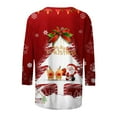 thumbnail image 4 of DPTALR Women's Three Quarter Sleeve Retro Round Neck Easter Printed Loose Tops Blouse, 4 of 5