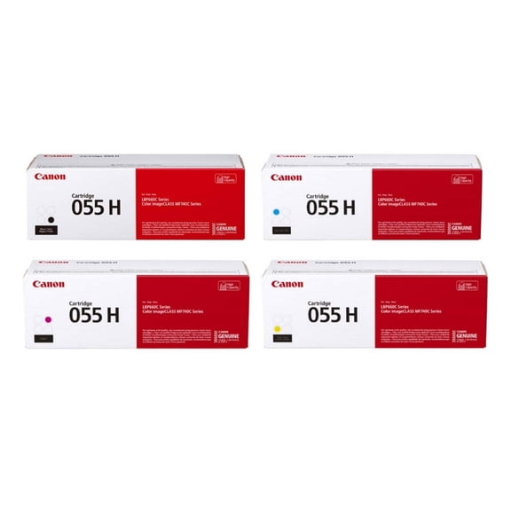 Canon 055 High Yield Toner Cartridge Set, 055H, Black/Cyan/Magenta/Yellow 4-Pack - Sold Without Manufacturer Warranty