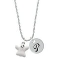 thumbnail image 1 of Delight Jewelry Silvertone White Ghost Silvertone Script Initial Disc - P - Charm Necklace, 20"+3", 1 of 4