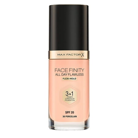Max Factor FaceFinity All Day Flawless 3 in 1 Foundation, Primer and Concealer, SPF 20 Porcelain (Best Way To Apply Foundation Primer)