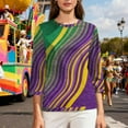 thumbnail image 6 of Gamivast Womens Mardi Gras Sweatshirts 3/4 Sleeve Striped Cute Pullover Loose Fitted Crewneck Tunic Dressy Tops Casual Carnival Party Outfits, 6 of 6