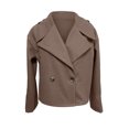 thumbnail image 4 of Wutalume Women's Fashionable, Elegant, Solid-color, Long-sleeved, Short Woolen Coat With A Turned-up Collar, Chic Design, Ideal for Office and Casual Occasions,Coffee M, 4 of 4