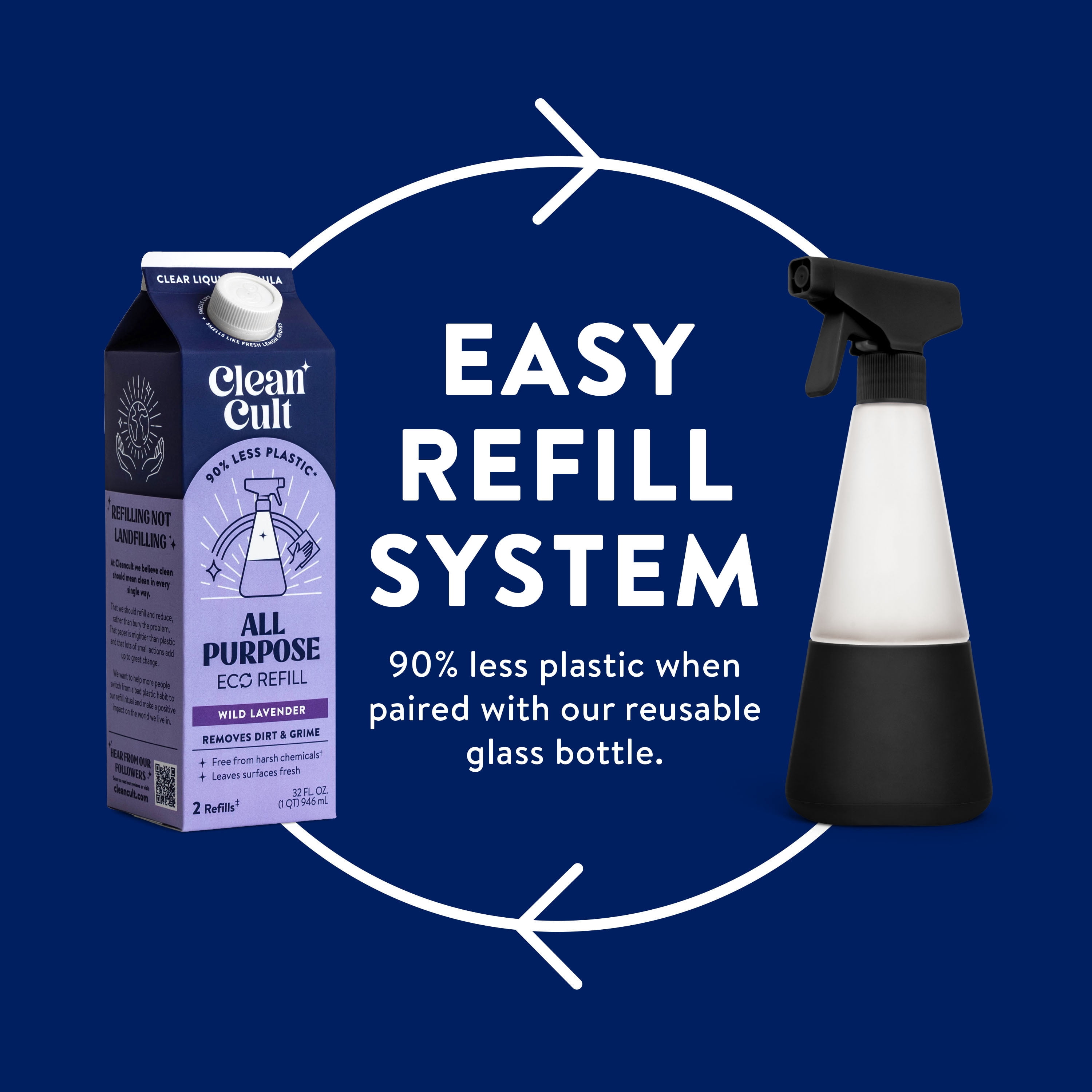 Cleancult All Purpose Cleaner Refill, Nature-Inspired Ingredients, Wild Lavender Scent, 32 fl oz