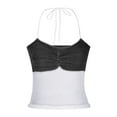 thumbnail image 4 of Mrat Camisoles en Coton Mode Décontractée Printemps Été Couleur Unie Col Rond Camisoles Col Rond Débardeurs pour Femmes P-13 Noir P, 4 of 8
