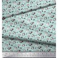 thumbnail image 2 of Soimoi Green Modal Satin Fabric Snowman & Penguin Cartoon Decor Fabric Printed Yard 42 Inch Wide, 2 of 3