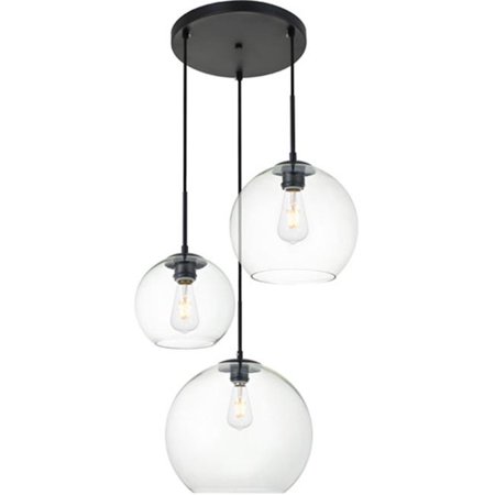 Living District Ld2218bk Baxter 3 Lights Pendant Ceiling Light With Clear Glass Black