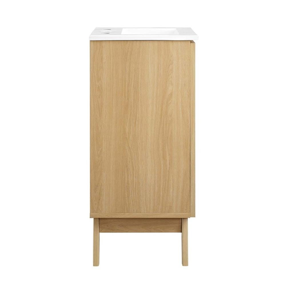 Modway Soma 18" Modern Wood Bathroom Vanity with Adjustable Shelf in Oak/White