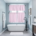 thumbnail image 3 of Pink White Stripe Kitchen Curtains Sets for Windows 24 Inch Length, Modern Minimalist Geometric Striped Rod Pocket Window Treatments Tier Curtains and Valances Set for Bedroom/Bathroom, 3 of 8