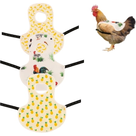 GYTY 3-Pack Chicken Saddles for Hen Double-Layer Apron with Elastic Band - Back Wing Guard Protector Pet Feather Protector - Care Duck Goose Hen Supplies (Graphic)