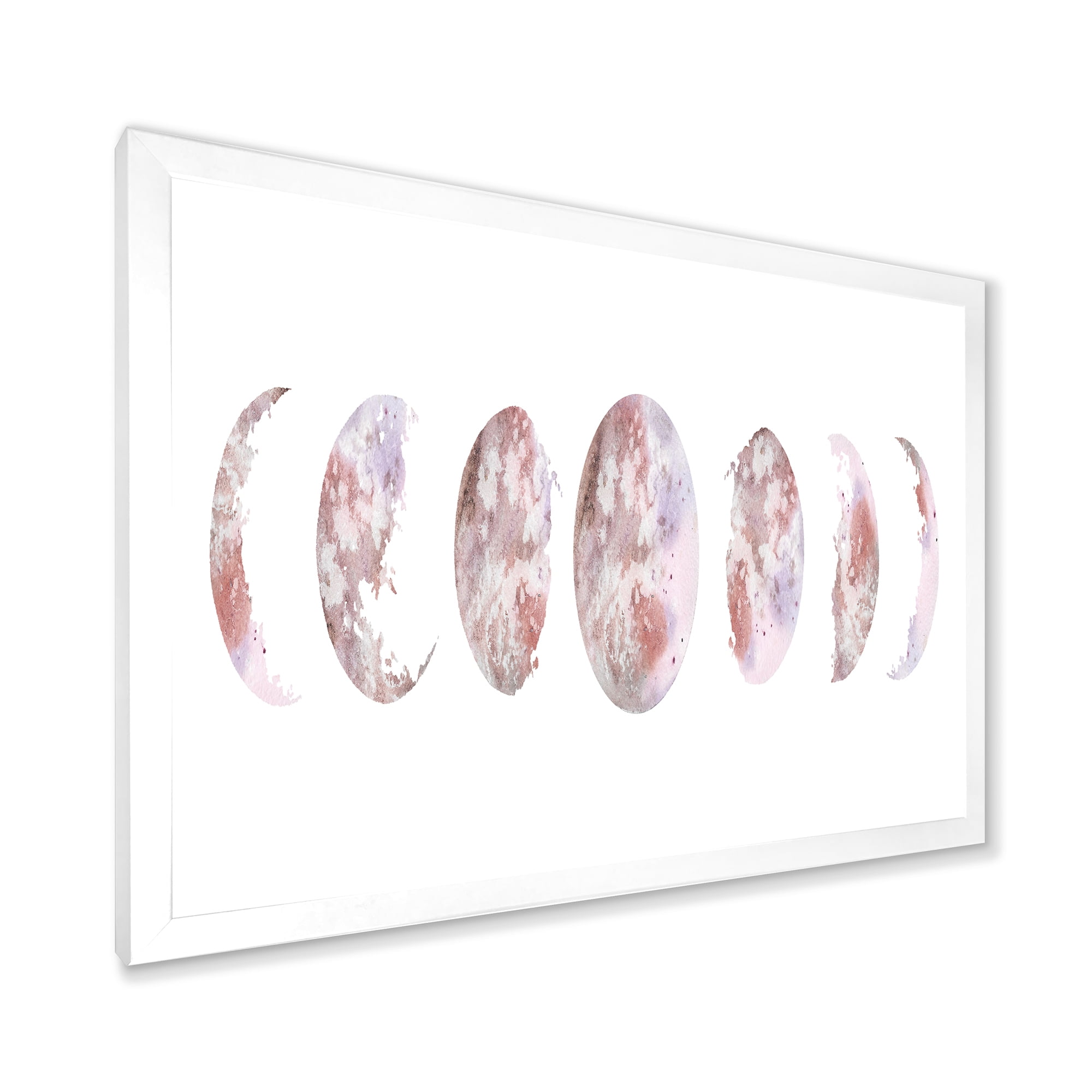 Designart 'Moon Phases On White' Modern Framed Art Print