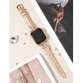 thumbnail image 4 of TOYOUTHS Leather Band Compatible with Apple Watch Band 38/40/41/42/44/45/49mm Ultra 2 Women Dressy Slim Thin Strap with D-Shaped Diamond Metal Buckle Bracelet for iWatch SE Series 9 8 7 6 5 4 3 2 1, 4 of 7