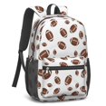 thumbnail image 2 of Football Icon Brown Pattern 17" Waterproof Oxford School Backpacks for Teens, S-Shape Padded Straps, for School, Travel, Hiking, Camping, 2 of 5
