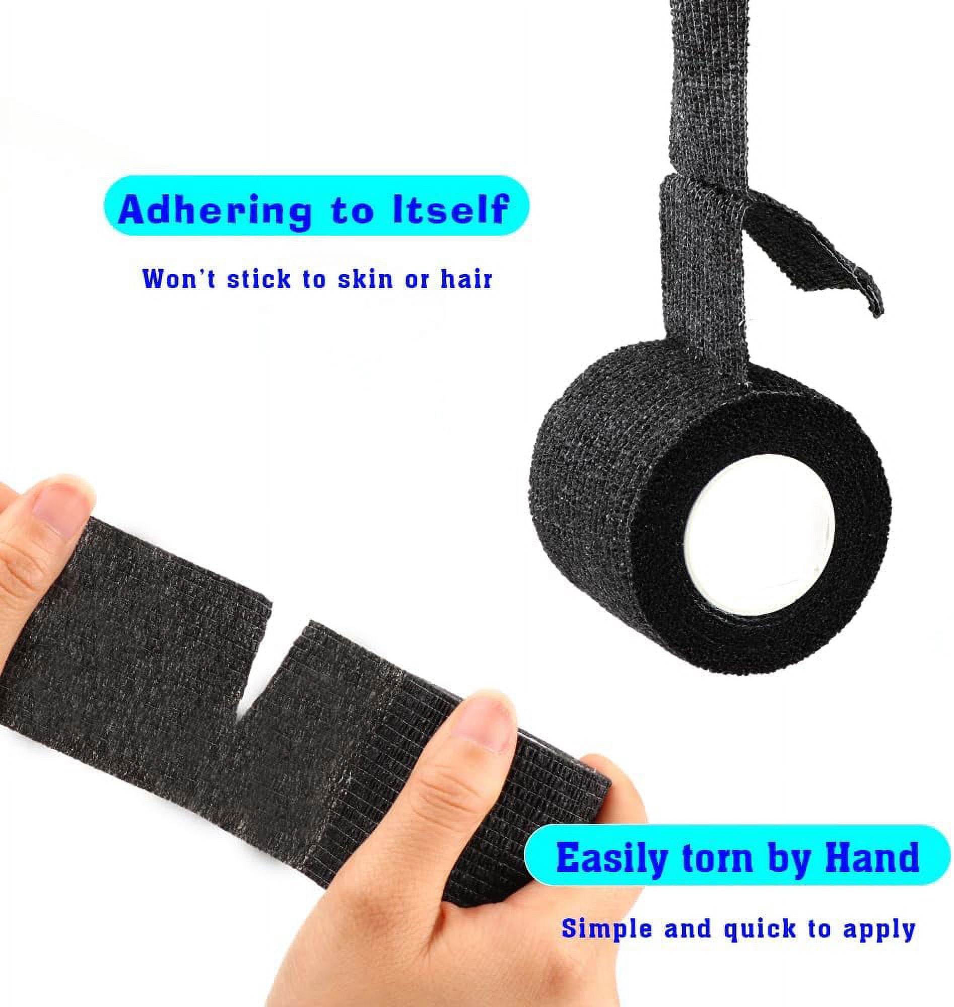 15 Pack 2 Inch X 5 Yards Black Self Adhesive Bandage Breathable Cohesive Bandage Wrap Rolls Elastic Self-Adherent Tape For Stretch Athletic, Sports, Wrist, Ankle