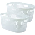 thumbnail image 1 of Superio 40L Dotted Style Laundry Hamper with Cutout Handles - White (2 Pack), 1 of 4