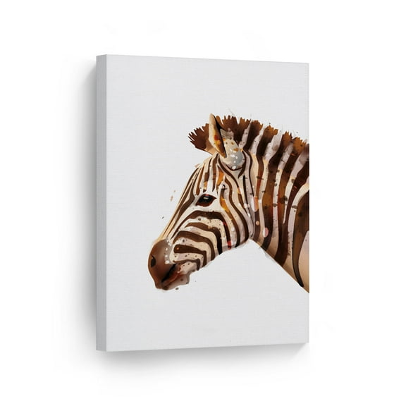Smile Art Design Portrait of Zebra Watercolor Painting Wild Animal Canvas Wall Art Print Nature African Safari Exotic Wildlife Living Room Bedroom Kids Baby Nursery Room Decor - 40x30