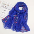 thumbnail image 3 of Bufanda de seda bordada con flores de gasa para mujer, chal protector solar de viaje de moda, 3 of 5
