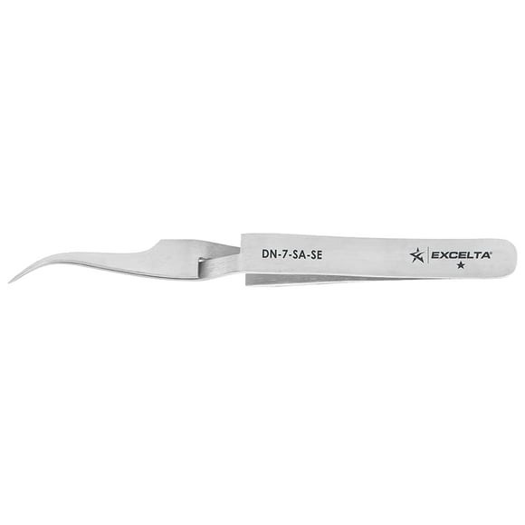 Excelta Pinces de Précision, Pointe Courbée Très Fine, Acier Inoxydable Anti-Magnétique, Idéal pour Assemblage Général, Longueur 4.5 Pouces, Basique
