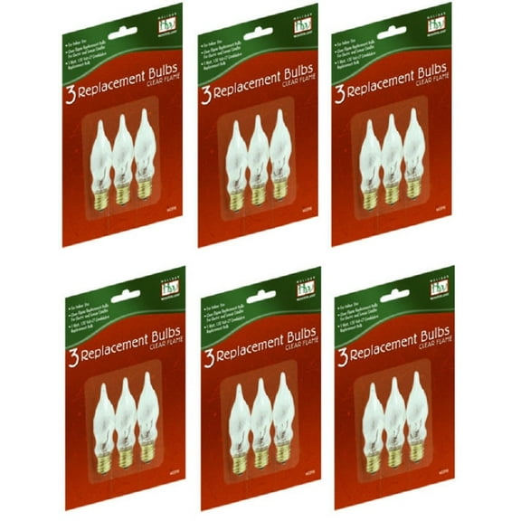 Holiday Wonderland 1078-88 3 Pack C7 Clear Flame Candle Replacement Bulbs - Quantity of 6