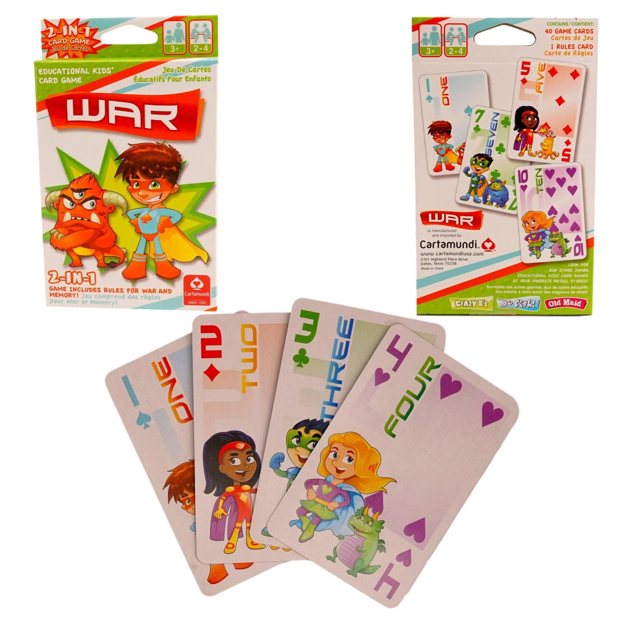  Chuckle & Roar - Classic Card Games 4pk - Ages 4 and up -  Family Game Night - Old Maid, Crazy 8s, Spoons, Matching : Toys & Games