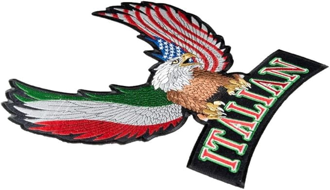 Italian Flag American Eagle & Rocker Patch, Large Size