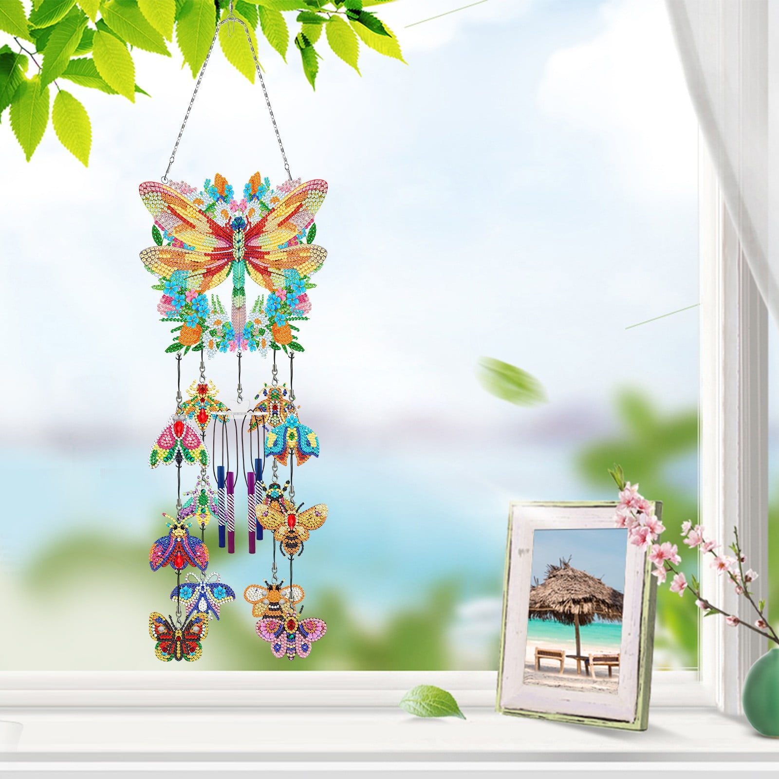 Butterfly Diamond Wind Chimes,Painting Craft Kit G Wind Chime for Window Door Hanging,Home Decor Art,Craft Lover Gifts,Housewarming/Mother's Day/Birthday Gifts,Memorial Gifts WindChime