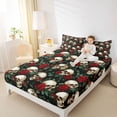 thumbnail image 3 of Castle Fairy Gothic Skull King Sheets 4pcs,Romantic Floral Rose Vine Bedding,Ivory Green,1 Fitted Sheet,1 Flat Sheet and 2 Pillowcases, 3 of 6